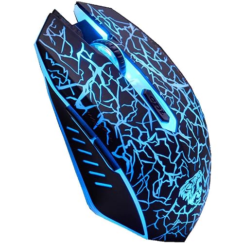 VEGCOO C10 ワイヤレスゲーミングマウス 充電式 サイレント光学マウス 7色LEDライト 7ボタン 2400/1600/800DPI (ブラック) 3dg8