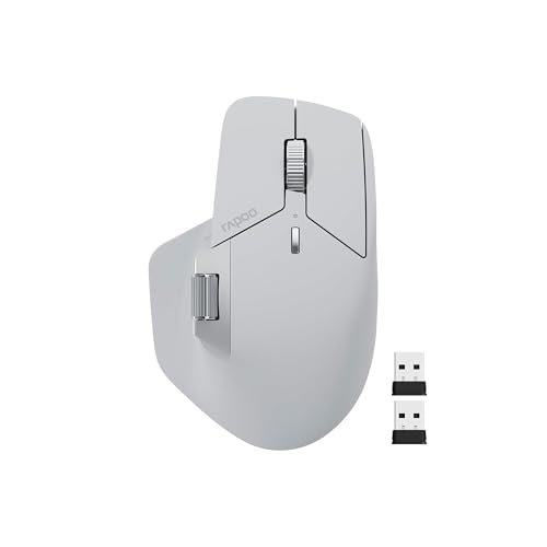 RAPOO 日本正規代理店品 Rapoo MT760L USB無線 Bluetooth接続 リチャージブル ハイブリットマウス 静音 光学式 4000dpi マルチペアリング (グレイ)