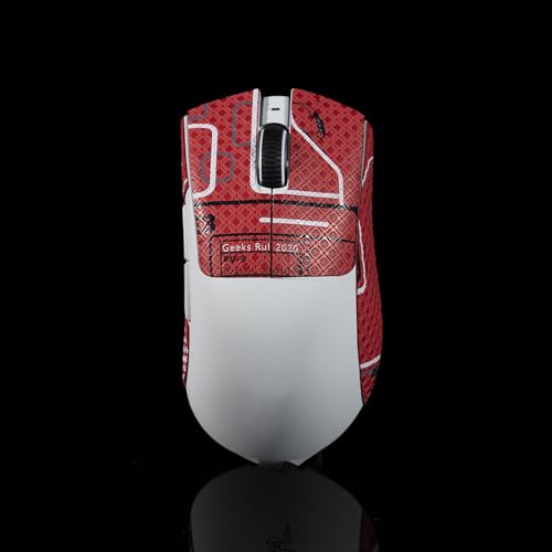 Hokeyio Razer Deathadder V3 Pro用グリップテープ - 滑り止め、強化されたコントロール、汗を吸う、ソフトレザー、FPSゲームグリップを向上 [カット済み] パンクレッド 0.4mm AA0244-pengkehong