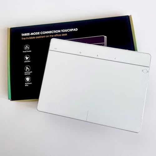LuolaProject Windows 10/11用ワイヤレスBluetoothトラックパッド、3つの接続モードをサポート、PCラップトップコンピューターと互換性のあるポータブル高精度マルチジェスチャータッチパッドマウス (白) MG3