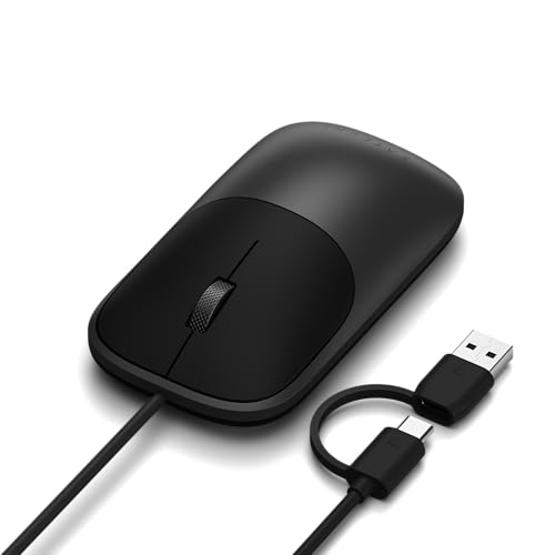 Satechi Slim LX 有線マウス USB C接続 アルミデザイン 静音クリックパフォーマンス MacとPCのセットアップ用に設計 スペースブラック