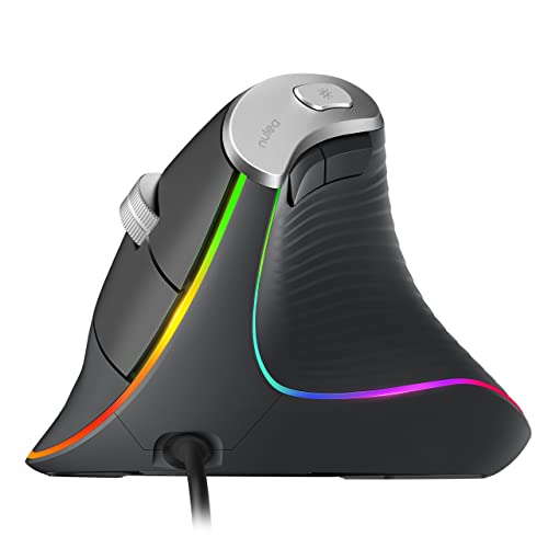 Nulea M504 有線垂直マウス USB 人間工学光学マウス 4つの調節可能なDPI付き 11 RGBバックライトモード ノートパソコン PC デスクトップ Mac グレー