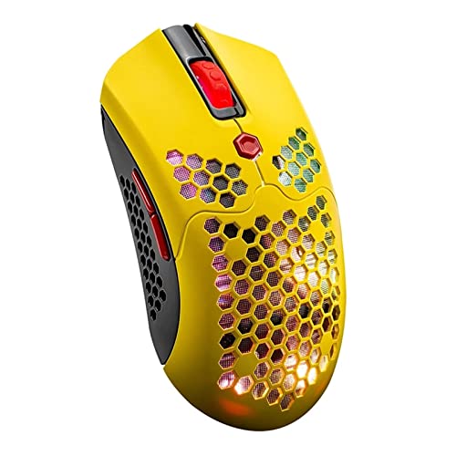 ZhaoGangLi ゲーミングマウス 2.4G無線ゲーミングマウス中空ハニカム充電式12000dpi 7.ボタン RGB.光マウス 大きなインターネットカフェ キャンパスの寮などに適 (色 : Yellow, Size : One size)
