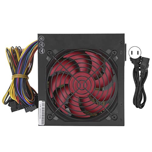 ASHATA 250W コンピューター電源、ATX 20+4ピン PC電源 デスクトップ電源 レッドミュートファン付き 手動調整可能 115/230V (米国のプラグイン)