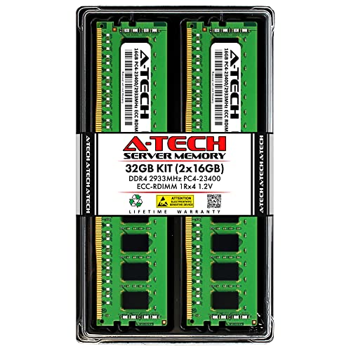 A-Tech 32GB キット (2x16GB) RAM for Supermicro SuperServer 220P-C9RT 220TP-HC1TR, 420GP-TNAR, 420GP-TNAR+, 420GP-TNR, 620P-ACR12L | DDR4 2933MHz PC4-23400 ECC RDIMM 1Rx4 登録済みサーバーメモリーのアップグレード。 ASE632