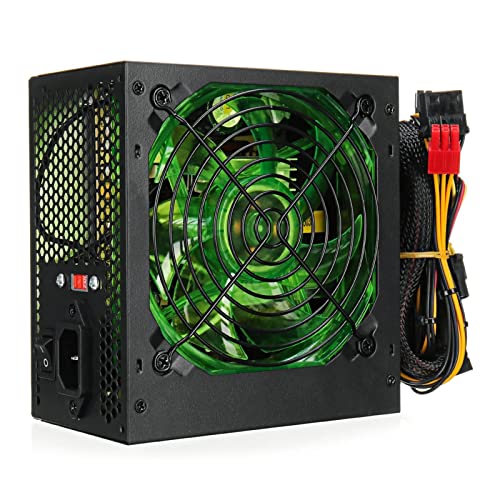 ZhaoGangLi PC電源 500W電源120mm LEDの冷却ファン24ピンPCI SATA ATX 12Vコンピューター電源 ATX電源ユニット (色 : Black, Size : 15x14x8.5cm)