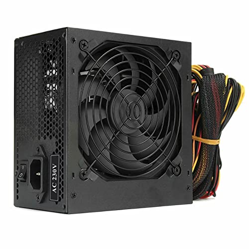 JUSTOP ブラック 700W 電源ユニット ATX PSU 120mm静音ファン付き、アクティブPFC保護、6x SATA、1x 6+2ピンPCI-E、8ピン12V ATX-700B