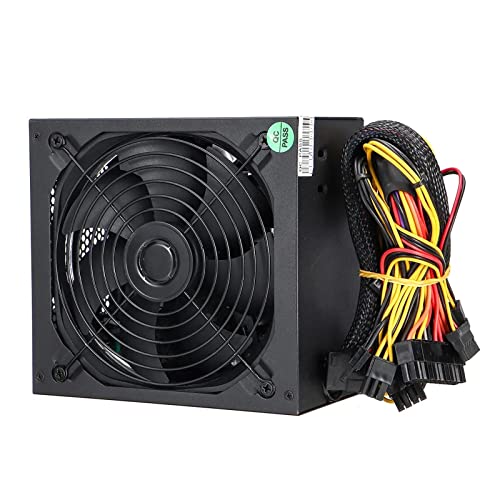 ZhaoGangLi PC電源 1200Wコンピュータ電源モジュール PCSU 24ピン SATA 6ピン4ピン静かに 導いたファン ATX電源ユニット (色 : Black, Size : 15.6x15x8.5cm)