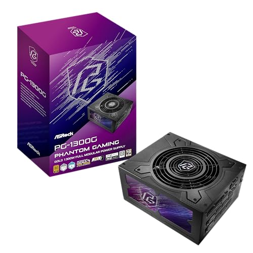 ASRock Phantom Gaming 次世代GPU対応 PC電源ユニット 1300W PCIe5.1対応 80PLUS GOLD ATX 3.1 フルモジュラー 12V-2x6 ケーブル付属 PG-1300G