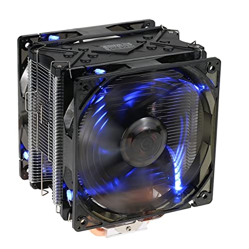 ZhaoGangLi CPUクーラー 5ヒートパイプラジエーター静かな4ピン CPUデュアル120mmの冷却器ヒートシンクファン冷却 導いたファン 修理 交換 DIY仕組み 初心者にも安心 (色 : Black, Size : One size)