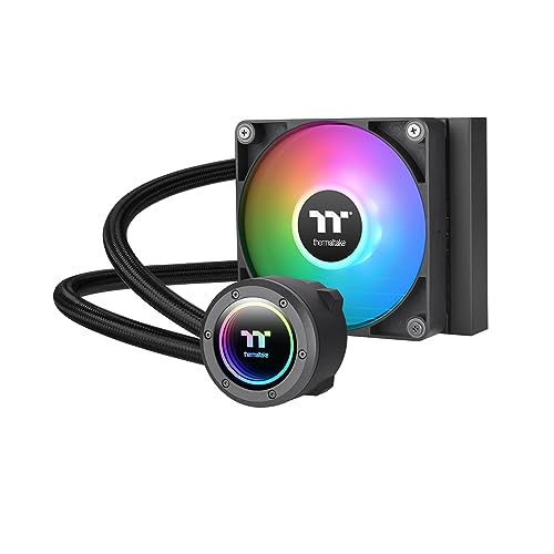 Thermaltake TH120 ARGB Sync V2 CPU液体クーラー/AlO液体冷却/ファン 120mm x 1/PWM 500~2000 RPM/ミラーウォーターブロック/MB ARGB同期制御、CL-W360-PL12SW-A、ブラック。