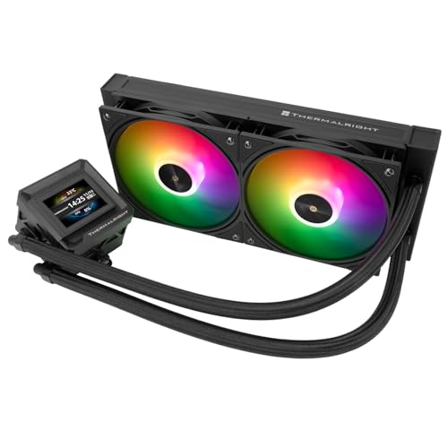 Thermalright FW 240 SE ARGB ブラック-AIO CPU液体クーラー、IPS液晶画面、320×240解像度、AM4/AM5、Intel LGA1700/1850インチ用マグネット吸収LCDスクリーン画像用-ブラック、PC CPUウォータークーラー