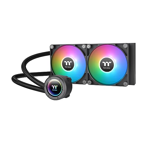 Thermaltake TH240 ARGB Sync V2 CPU液体クーラー/AlO液体冷却/ファン 120mm*2/PWM 500~2000 RPM/ミラーウォーターブロック/MB ARGB同期制御、CL-W361-PL12SW-A、ブラック