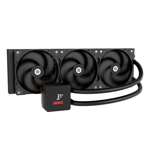ENERMAX LIQMAX V4 360mm AIO CPU液体クーラー デジタルディスプレイ付き 3X 120mm SilentFlow PWMファン 390W TDP Intel 1851/1700/1200/115X、AMD AM5/AM4用 ELC-LMIV360-SF