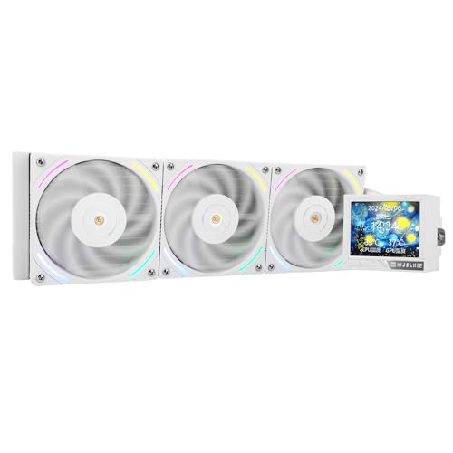 サイズ Thermalrlght Mjolnir Vision 360 ARGB ホワイト CPUウォータークーラー PWMファン3個 2000PRM付き水冷システム AM4/AM5&Intel LGA1851/1700用 磁気着脱式LCDスクリーン 解像度320×240 MV360 ARGB WHITE-D3