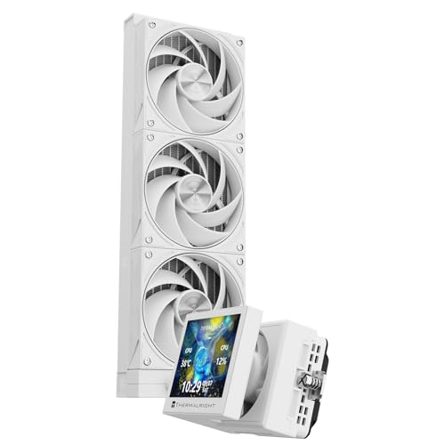 THERMALRIGHT Stream Vision 360 ホワイト CPU リキッドクーラー 3.5インチ 磁気埋め込みファン LCDスクリーン 640x480解像度 ファン付きポンプ AM5,lga1851/1700/115xに対応 Stream Vision 360 White