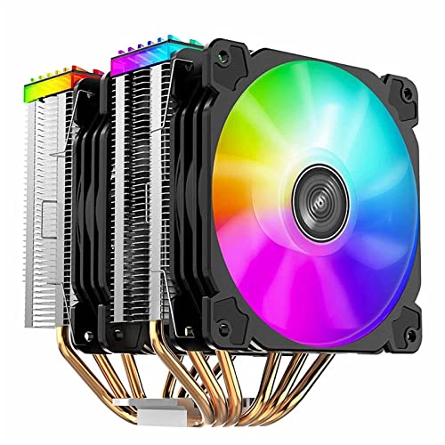 ZhaoGangLi CPUクーラー 6ヒートパイプダブルタワー CPUクーラー120mm5V / 3ピンARGB.冷却ファン4ピンPWM沈黙 修理 交換 DIY仕組み 初心者にも安心 (色 : Black, Size : One size)