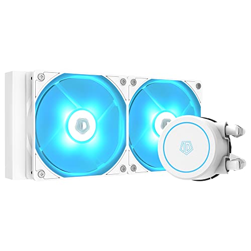 Psdndeww ID-COOLING AURAFLOW X 240 Snow CPU ウォータークーラー 12V RGB AIO クーラー 240mm CPU 液体クーラー 2X120mm RGBファン、Intel 1700/1200/115X/2066、AMD AM4/AM5。