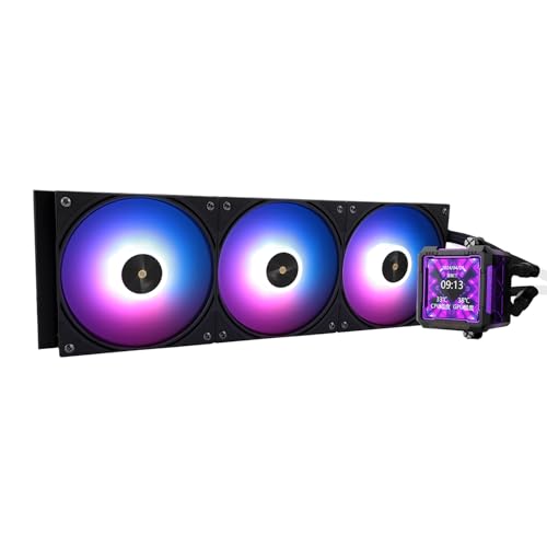 THERMALRIGHT FW PRO 360 ARGB ブラック CPU AIO クーラー、IPS液晶ディスプレイ画面、320 x 320解像度、AM5&Intel 1700/1851用、高性能360スペック 水冷式、2.7インチの取り外し可能なディスプレイ付き。