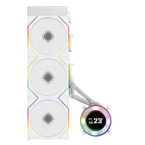 Lian Li HydroShift II LCD-C 360TL 液体CPUクーラー、ラウンドスクリーン、ホワイト。 HS2LCD36TW