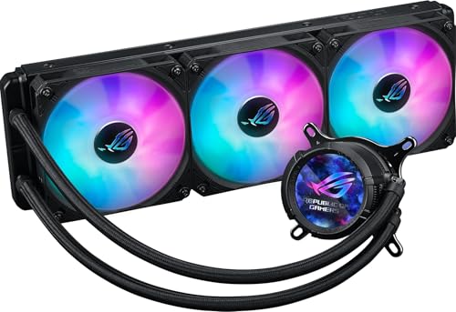 ASUS ROG Strix LC III 360 ARGB LCD 液体CPUクーラー、360mm、第7世代 v2 Asetekポンプ、ARGBファン、カスタマイズ可能なLCDディスプレイ、回転可能なウォーターブロック。 90RC00W1-M0UAY0
