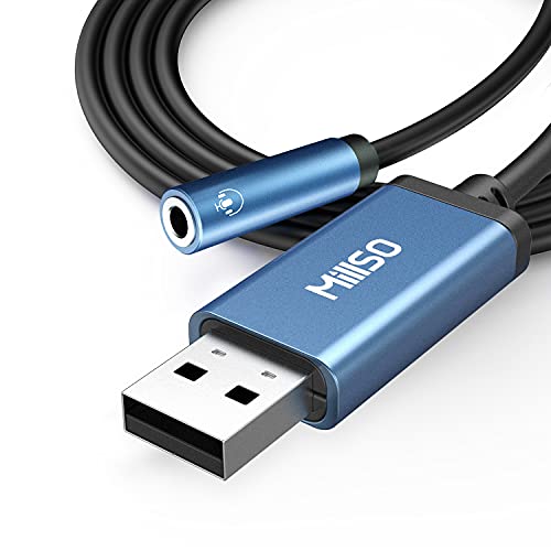 MillSO USB オーディオ 変換アダプタ 100cm 外付け サウンドカード USBポート- 4極（TRRS） ステレオミニジャック オーディオインターフェース 3.5mm usb 変換 Windows/Vista/XP、PS5、PS4、Mac OS/X、Linux、Chromebook、Windows Surface 3 pro、Raspberry Piなどに対応 MUSB351F