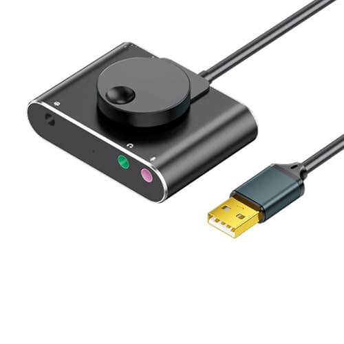 ZYMENGXZI ボリュームコントロール付き外部サウンドカード PC ラップトップデスクトップ用 3.5mm ヘッドフォンマイクポート付き USB 外部サウンドカード
