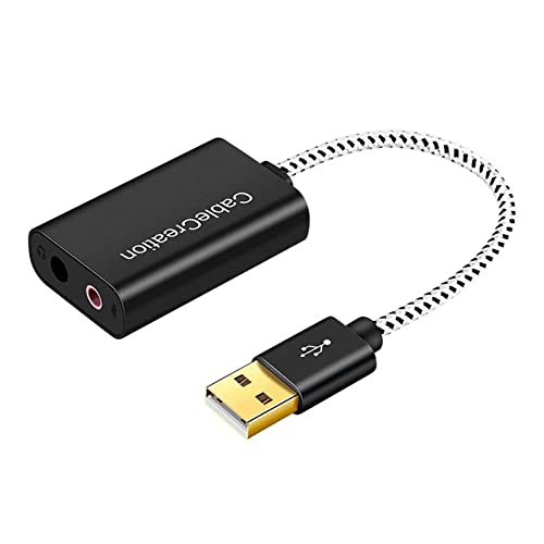 Relskfn USBから3.5mmジャックオーディオアダプター /PC/ラップトップマイクサポートUSBからヘッドフォンアダプター用の外部ステレオサウンドカード