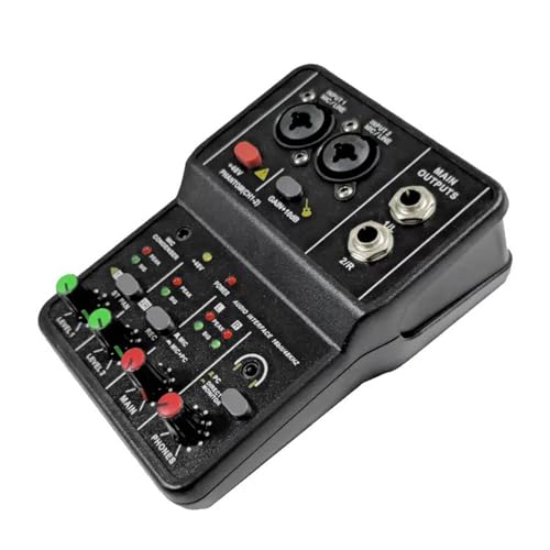 ZYMENGXZI ポータブル 2 チャンネル サウンド ミキサー スタジオ ポッドキャスティング ボーカル編集用 クリア USB サウンド カード