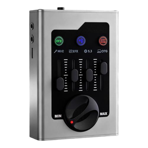 Huratui 互換 5.0 ミニチュア サウンド カード コンピュータおよび電話用 屋外やステージ ショーに最適 電話ライブ ブロードキャスト ステージ用エフェクト内蔵ポータブル メタル サウンド カード