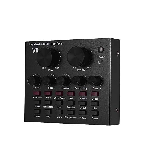 Seino サウンドカード 外部オーディオミキシング内蔵の充電式バッテリーライブストリーミングChating音楽レコーディングを叫ぶ歌うために複数のサウンドエフェクトとサウンドカードのUSBオーディオ・インターフェイスの接続 (Color : 1)