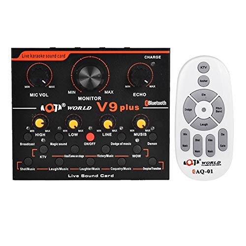 Seino サウンドカード V9 PlusのプロフェッショナルオーディオミキサーオーディオUSB外付けサウンドカードヘッドセットマイクウェブキャストエンターテイメントStreamerのライブサウンドカード