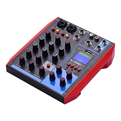 Seino サウンドカード ポータブル 4 チャンネル ミキシング コンソール デジタル オーディオ ミキサー 48V 音楽録音用/USB/MP3 接続をサポート DJ ネットワーク 生放送 カラオケ