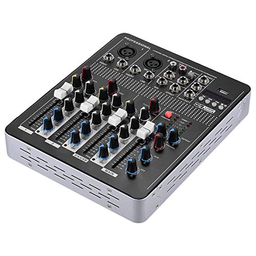 Seino サウンドカード プロフェッショナルwirelessの4チャンネルマイクラインオーディオミキサーは3バンドEQ 48Vファンタム電源USBインタフェースでミキシングコンソール