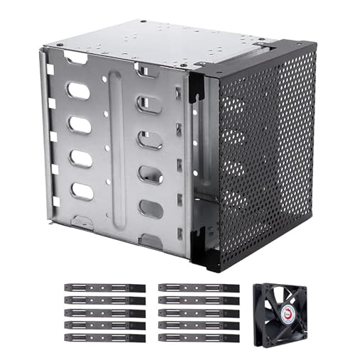 Qsvbeeqj ハードドライブケージステンレス鋼5x3.5インチケージラックハードドライバートレイファンスペース