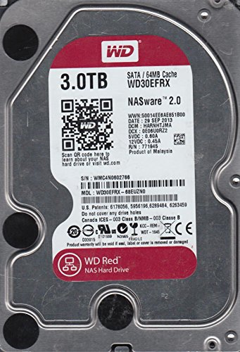 WD SVSBJMK 1個 3TB レッド NAS ハードディスクドライブ 3.5インチ 3TB 内蔵ハードドライブ 5400RPM SATA 6Gb/s 64MB キャッシュ デスクトップ用 WD30EFRX用