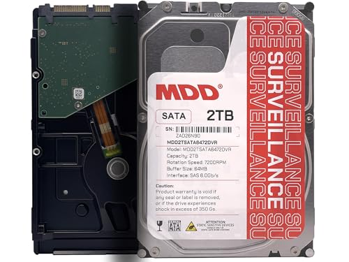 MDD MAXDIGITALDATA MDD 2TB 64MB キャッシュ 7200RPM SATA 6.0Gb/s 3.5インチ 内部監視ハードドライブ - MDD2TSATA6472DVR