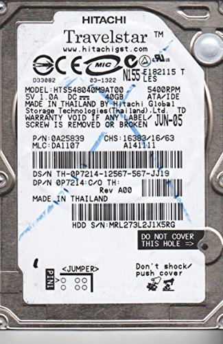 日立 p7214デルHitachi Travelstar 40 GB 2.5インチ5400 RPM IDEハードドライブ HTS548040M9AT00