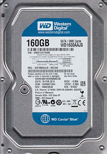 WESTERN DIGITAL WD1600AAJS-00Z4A0、DCM HHRNHT2AH、Western Digital 160GB SATA 3.5ハードドライブ。
