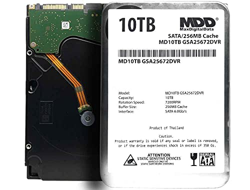 MDD MAXDIGITALDATA MDD 10TB 7200 RPM 256MB キャッシュ SATA 6.0Gb/s 3.5インチ 監視ストレージ用内蔵ハードドライブ (MD10TGSA25672DVR)