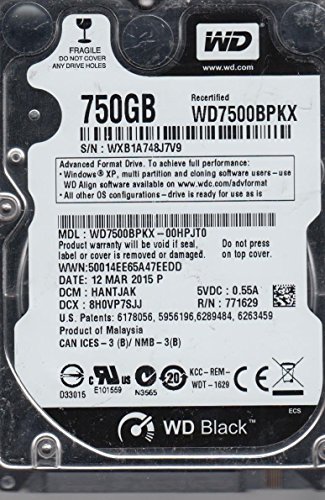 ウエスタンデジタル wd7500bpkx-00hpjt0、DCM hantjak、Westernデジタル750 GB SATA 2.5ハードドライブ