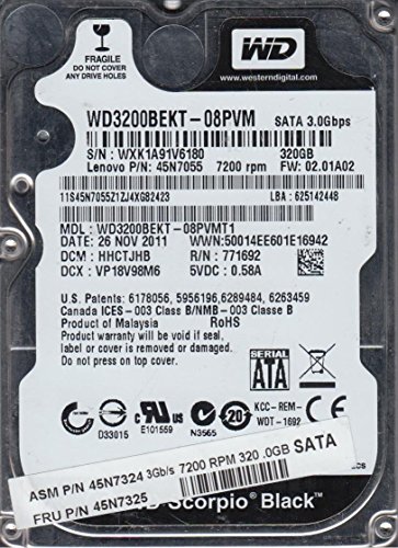ウエスタンデジタル wd3200bekt-08pvmt1、DCM hhctjhb、Western Digital 320 GB SATA 2.5ハードドライブ