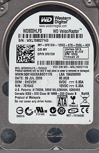 Western Digital WD800HLFS-75G6U0、DCM EHCV2H、Western Digital 80GB SATA 2.5ハードドライブ