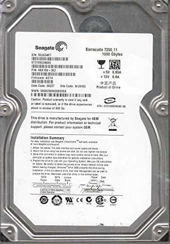 SEAGATE st31000340as、5qj、wuxisg、PN 9bx158 – 302、FW ad14、Seagate 1tb SATA 3.5ハードドライブ