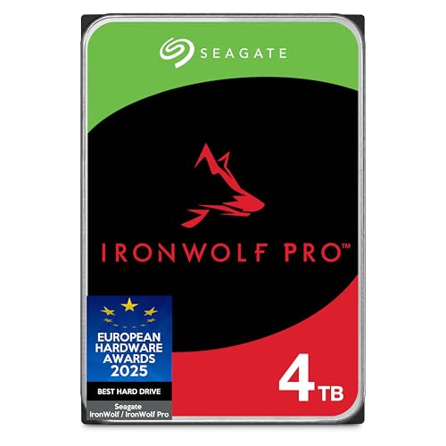 シーゲイト Seagate IronWolf Pro 4 to, Disque Dur d'entreprise Interne NAS HDD – CMR, 3,5”, SATA 6 Gbits/s, 7 200 TR/Min, 256 Mo de mémoire Cache, Services Rescue – Ouverture Facile (ST4000NTZ01)
