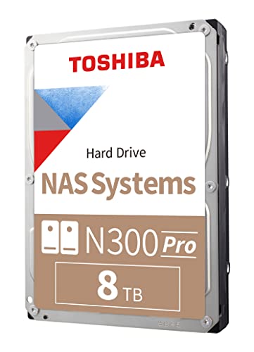 東芝 Toshiba N300 PRO 8TB 大型ビジネスNAS(最大24ベイ) 3.5インチ 内蔵ハードドライブ - 最大300TB/年 ワークロードレートCMR SATA 6GB/秒 7200 RPM 256MBキャッシュ - HDWG480XZSTB