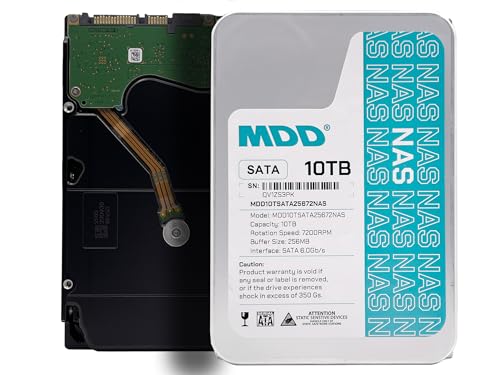 MDD MAXDIGITALDATA MDD (MDD10TSATA25672NAS) 10TB 7,200RPM 256MB キャッシュ SATA 6.0Gb/s 3.5インチ 内蔵NASハードドライブ。 MDD10TSATA25672NAS/5YR
