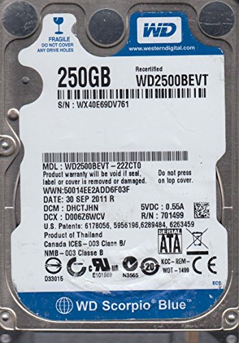 ウエスタンデジタル wd2500bevt-22zct0 Westernデジタル250 GB 5400rpm SATA 3.0 Gbps 2.5インチScorpioハードドライブ