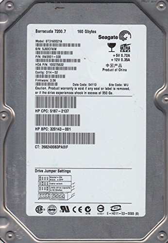 SEAGATE st3160021 a、5js、Wu、PN 9 W2001 – 030、FW 3.06、Seagate 160 GB IDE 3.5ハードドライブ