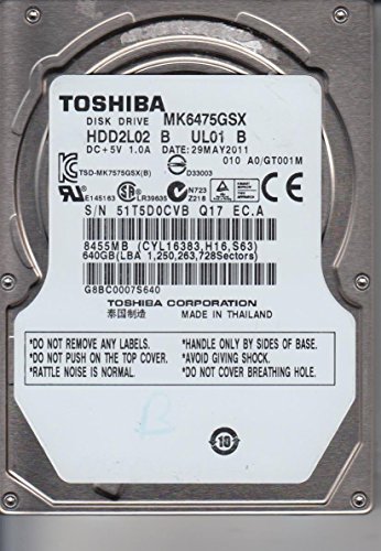 東芝 MK6475GSX、A0/GT001M、HDD2L02 B UL01 B、東芝640GB SATA 2.5ハードドライブ